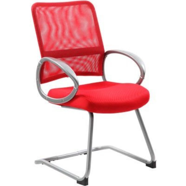 Boss Office Products Boss Mesh Back Guest Chair with Arms - Fabric - Mid Back - Red B6419-RD